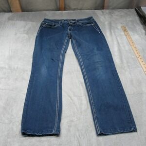 Miss Me Easy Skinny Jeans Women 30 Blue Denim Dark Wash Rhinestone Fade 33x27